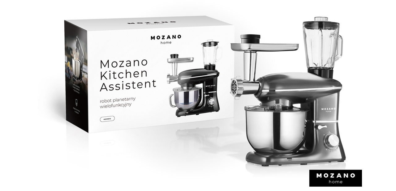 Професійний Кухонний Комбайн 3в1 Тістоміс Mozano Kitchen Machine 2300 Вт чаша 6,2л Silver КУЛІНАРНА КНИГА В ПОДАРОК