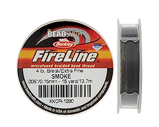 FL04SG15 Шнур-нитка Smoke FireLine 0.12 для роботи з бісером і намистинами (15ярдів)