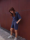 Жіночий літній повсякденний костюм шорти та футболка, легка жіноча футболка та шорти оверсайз графітовог кольору M, фото 8