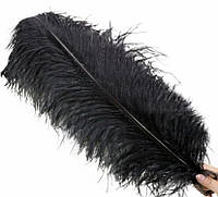 Перо страуса длиной 35-37 см, черного цвета, цена за 1 шт!
