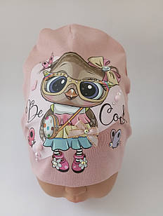 Шапка весняна на дівчинку, ОГ 48-50 | Шапка совочка | Шапка демі | Шапка трикотажна