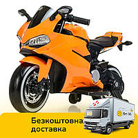 Детский мотоцикл на аккумуляторе Ducati (2 мотора по 25W, 12V9AH, MP3, USB) Bambi M 4104EL-7 Оранжевый