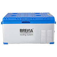 Портативный холодильник 25л BREVIA автохолодильник компрессорный стальной 12/24В 220В Бело-синий (22400)