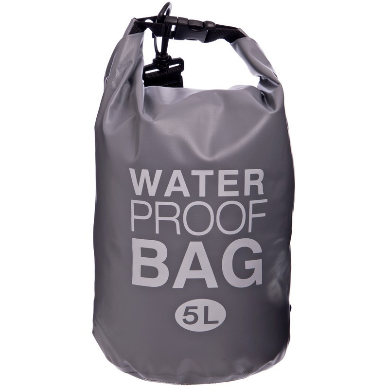 Водонепроникний гермомішок із плечовим ременем Waterproof Bag 6878 5 л Grey