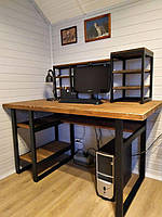 Дизайнерский Письменный Офисный стол с полками в стиле Лофт Loft RV625