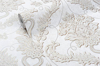 Вінілові шпалери візерунки з орнаментом на флізеліновій основі Vinil LS Евері ДХV-1593/2 молочний (1,06х10,05 м)
