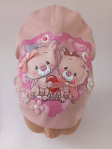 Шапка для дівчинки подвійний трикотаж від 1,5 до 3 років