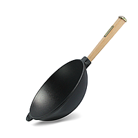 Сковорода чавунна з дерев'яною ручкою WOK 2,8 л