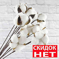 1 Бавовна сухоцвіт (дротова гілка з однією квіткою) (діаметр бутона 4,5-5,5 см, паковання 10 шт.)