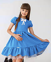 Плаття блакитне ошатне шкільне для дівчинки 116р