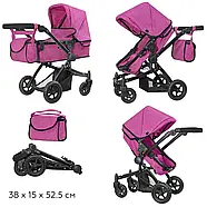 Коляска для ляльок 2 в 1 Carrello Maestro 9651B Rose Red Рожевий Акція до 04.05, фото 7