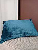 Декоративна подушка плюшева 40х60 смарагдова