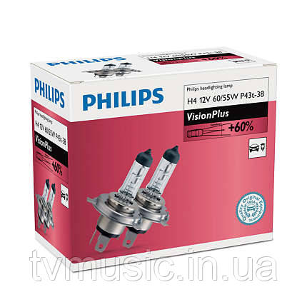 Галогенні лампи Philips VisionPlus H4 12 V (12342VPC2)