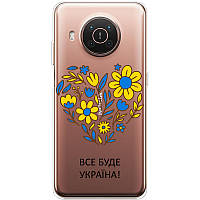 Чехол Силиконовый с Картинкой на Nokia X10 (Патриотический, Цветы в Форме Сердца)