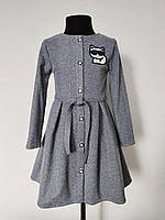 Теплое детское платье на девочку 116 размер серого цвета