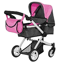 Коляска для ляльок 2 в 1 Carrello Maestro 9651B ROSE RED BLACK Рожево-чорна, фото 3