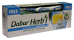 Зубна паста Dabur Herb'l Salt & Lemon (Сіль і лимон) + зубна щітка, 150 г
