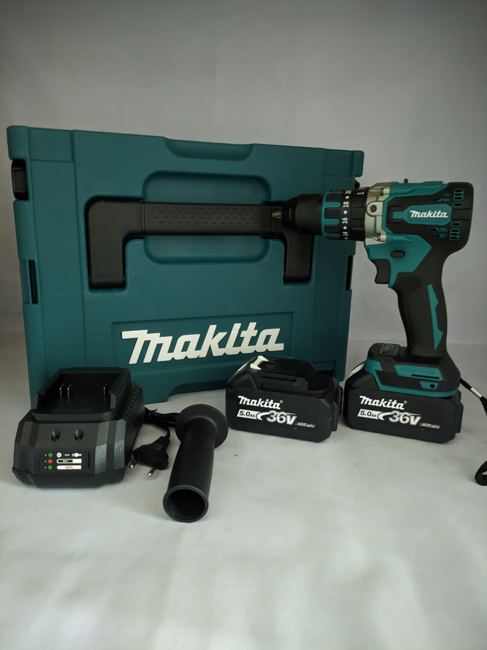 Акумуляторний ударний шуруповерт Makita DHP485BL POWERLine (2 х 36v 5.0 А, зарядний пристрій)