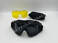 Тактическая защитная баллистическая маска очки со сменными линзами для военных черный