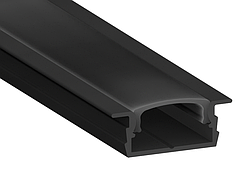 Алюмінієвий профіль для світлодіодної стрічки АЛ-01-1 1 метр чорний дифузор врізний LEDUA
