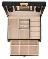 Ювелірна скринька шкатулка кейс для прикрас 17,5х13,8х13,5 Чорна, фото 2