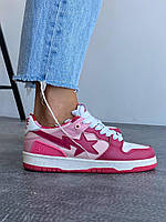 Розовые женские кроссовки Bape Pink. Красивые кроссы для девушек Бейп.