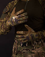 Перчатки тактические Wellberry Protect Мультикам (XL), Рукавицы штурмовые с закрытыми пальцами для ВСУ