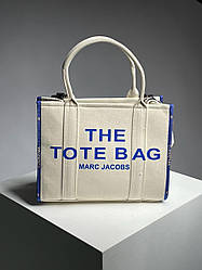 Жіноча сумка Марк Джейкобс біла Marc Jacobs Medium Tote Bag White/Blue