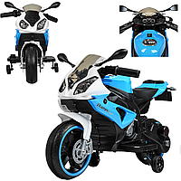 Детский мотоцикл на аккумуляторе 6V электромотоцикл Bambi M 4103-1-4 бело-синий