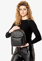 Городской стильный мини рюкзак черного цвет повседневный женский из искусственной кожи