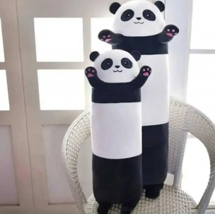 Плюшева іграшка подушка довга Панда, М'яка антистрес іграшка Панда чорна 85 см