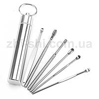 Набір інструментів для чищення вух — 6 предметів — у металевому тубусі