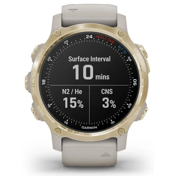 Годинник для дайвінгу Garmin Descent Mk2S 010-02403-01 Light Gold with Light Sand Silicone Band