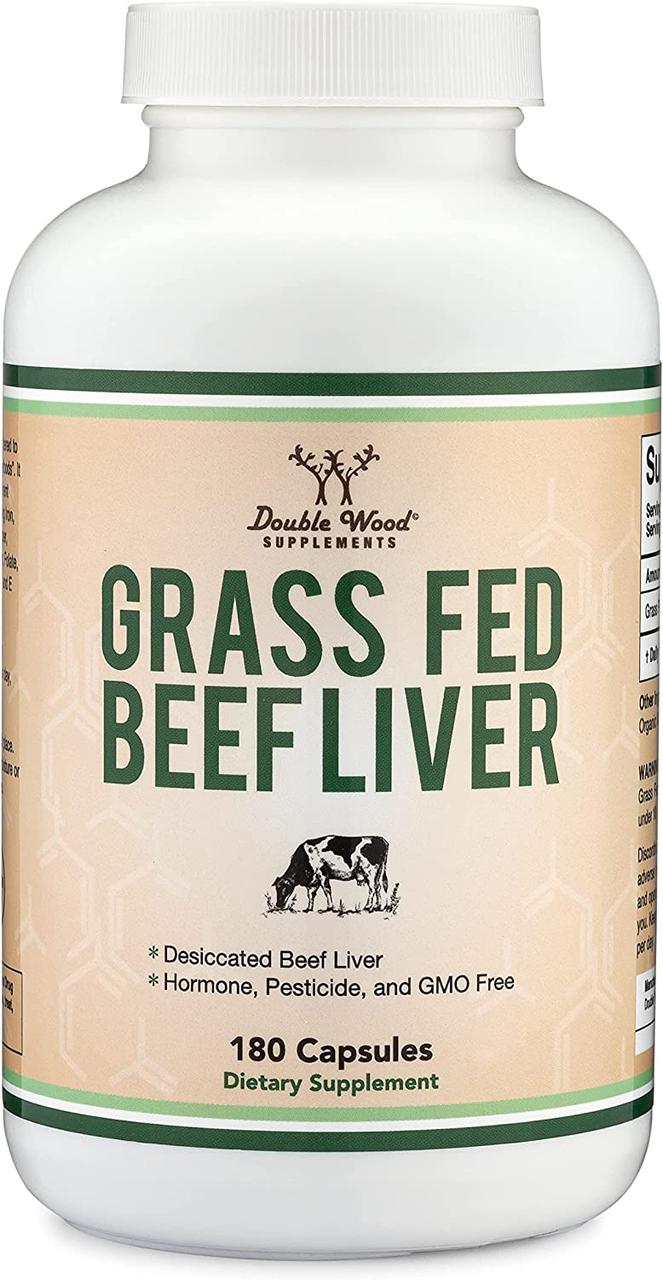 Double Wood Grass Fed Beef Liver / Печінка яловича п трав'яного відгодовування 500 мг 180 капсул