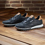 Осінні кросівки чоловічі шкіра Reebok для міста під джинси, чорні шкіряні кроси демісезонні для чоловіків взуття *210 ч/кор*, фото 5