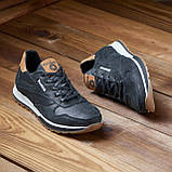 Осінні кросівки чоловічі шкіра Reebok для міста під джинси, чорні шкіряні кроси демісезонні для чоловіків взуття *210 ч/кор*, фото 7