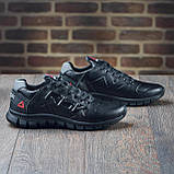 Осінні кросівки чоловічі шкіра для міста Reebok під джинси, чорні шкіряні кроси демісезонні *12/16 (RBK черные)*, фото 2