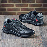Осінні кросівки чоловічі шкіра для міста Reebok під джинси, чорні шкіряні кроси демісезонні *12/16 (RBK черные)*, фото 3