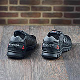 Осінні кросівки чоловічі шкіра для міста Reebok під джинси, чорні шкіряні кроси демісезонні *12/16 (RBK черные)*, фото 7