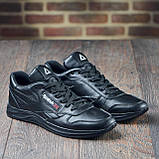 Осінні кросівки чоловічі шкіра для міста Reebok під джинси, чорні шкіряні кроси демісезонні взуття весна *R 01/1 черные*, фото 2