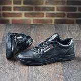 Осінні кросівки чоловічі шкіра для міста Reebok під джинси, чорні шкіряні кроси демісезонні взуття весна *R 01/1 черные*, фото 6