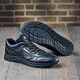 Осінні кросівки чоловічі шкіра для міста Reebok під джинси, чорні шкіряні кроси демісезонні взуття весна *R 01/1 черные*, фото 7