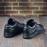 Осінні кросівки чоловічі шкіра для міста Reebok під джинси, чорні шкіряні кроси демісезонні взуття весна *R 01/1 черные*, фото 8