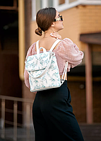Молодіжний місткий рюкзак з екошкіри з модним Квітковим принтом
