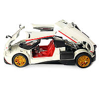 Машинка металева іграшкова Pagani huayra Roadster, Авто Експерт, 1:24, біла, світло, звук, інерція, відкр. двері, 21*5,5*9см., фото 5