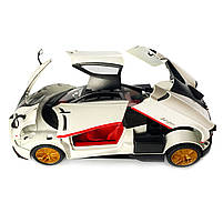 Машинка металева іграшкова Pagani huayra Roadster, Авто Експерт, 1:24, біла, світло, звук, інерція, відкр. двері, 21*5,5*9см., фото 6