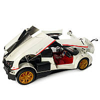 Машинка металева іграшкова Pagani huayra Roadster, Авто Експерт, 1:24, біла, світло, звук, інерція, відкр. двері, 21*5,5*9см., фото 7