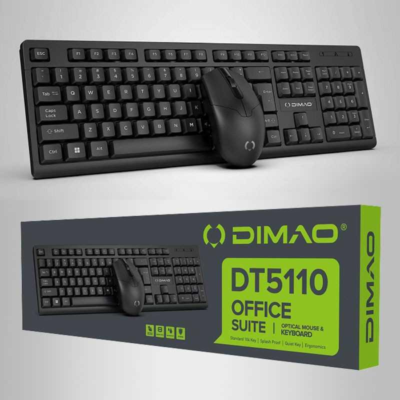 Клавіатура комп'ютера з мишкою Dimao DT5110. Набір офісна клавіатура та мишка англ розкладка, фото 1