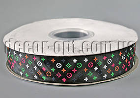 Стрічка репсова чорна брендована 2,5 см 1