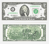 Купюра 2 Доллара США 2013 год UNC